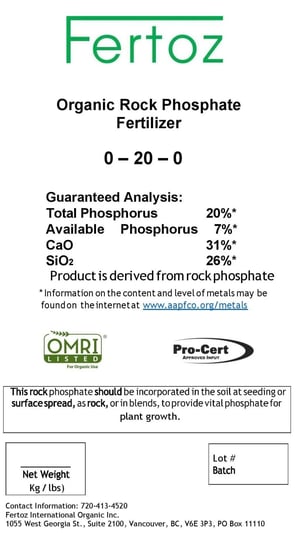 Fertoz Organic Granulated Rock Phosphate Fertilizer, 50lbs