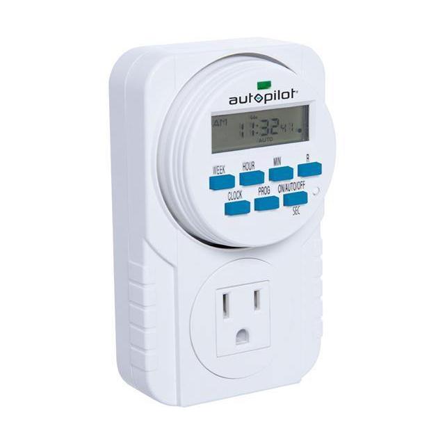 Autopilot 7-Day Grounded Digital Programmable Timer, 1725W, 15A, 1 Second On/Off, 8 On/Off Cycles