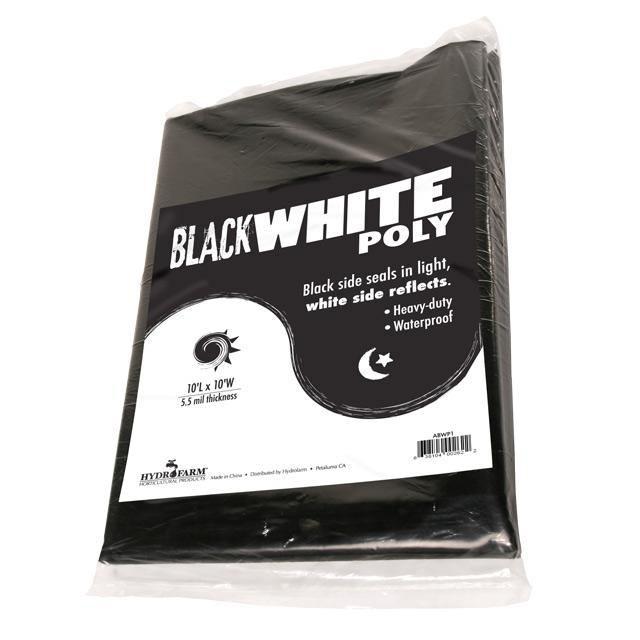 Black White Poly, 10' x 25', 5.5 mil