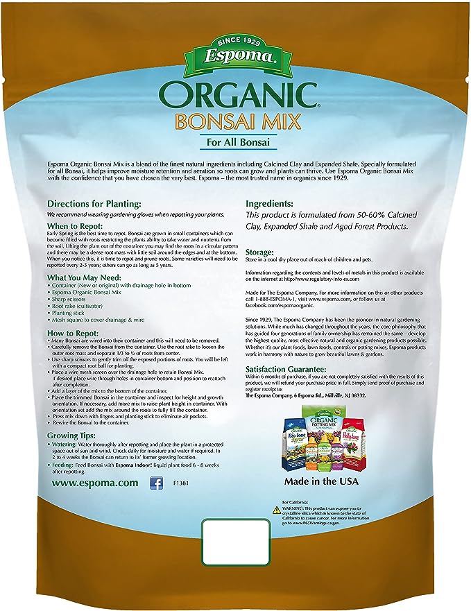 Soil, Media & Amendments - Espoma Bonsai Mix, 4Qt - 050197718042- Gardin Warehouse