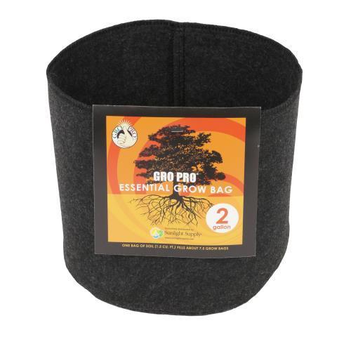 Containers - Gro Pro Essential Round Fabric Pot, Black - Gardin Warehouse