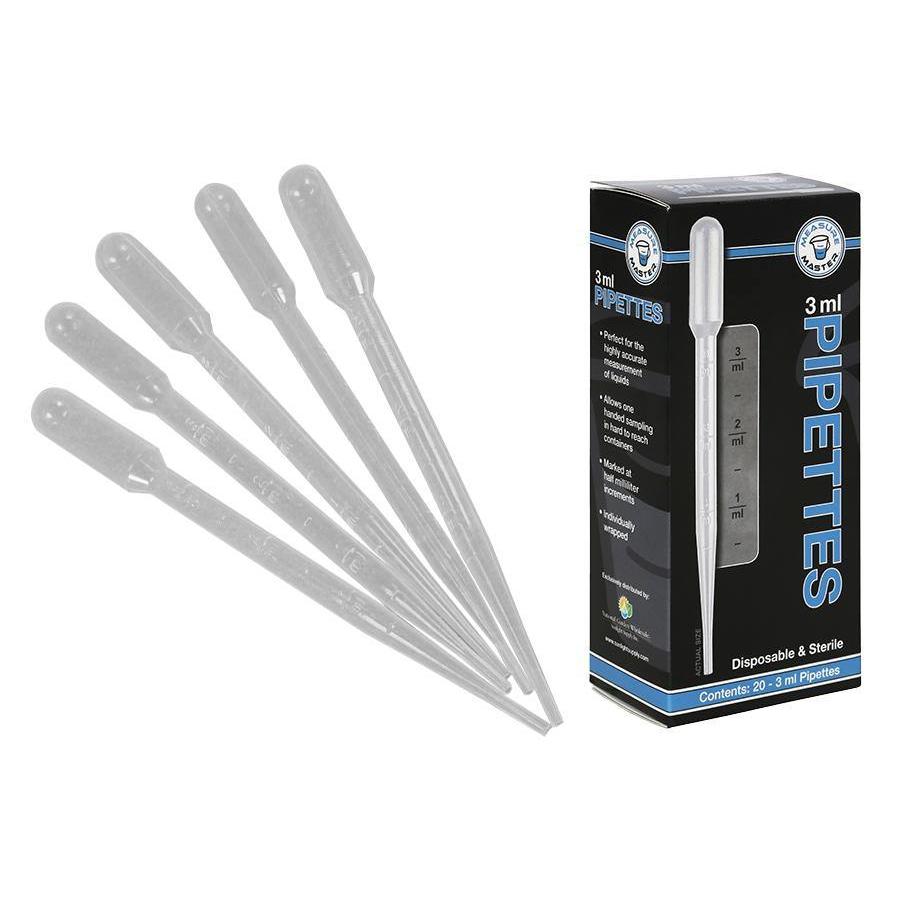 Observation, Measurement, Control - Measure Master Sterile Disposable Pipette 3 ml - Pack of 20 - 847127003565- Gardin Warehouse