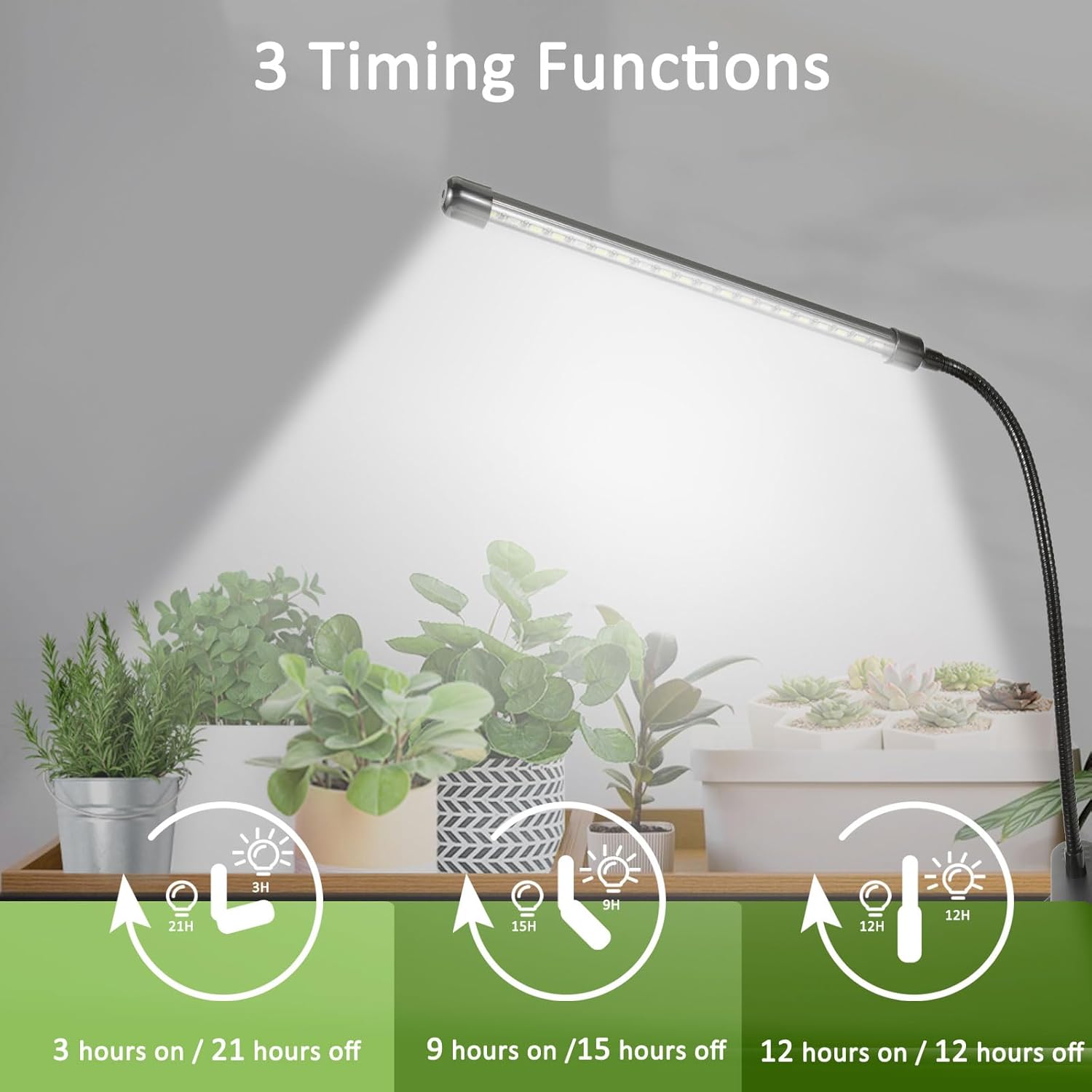 Flexible LED Plant Light with Stake for Houseplants - 10 Intensity Stages