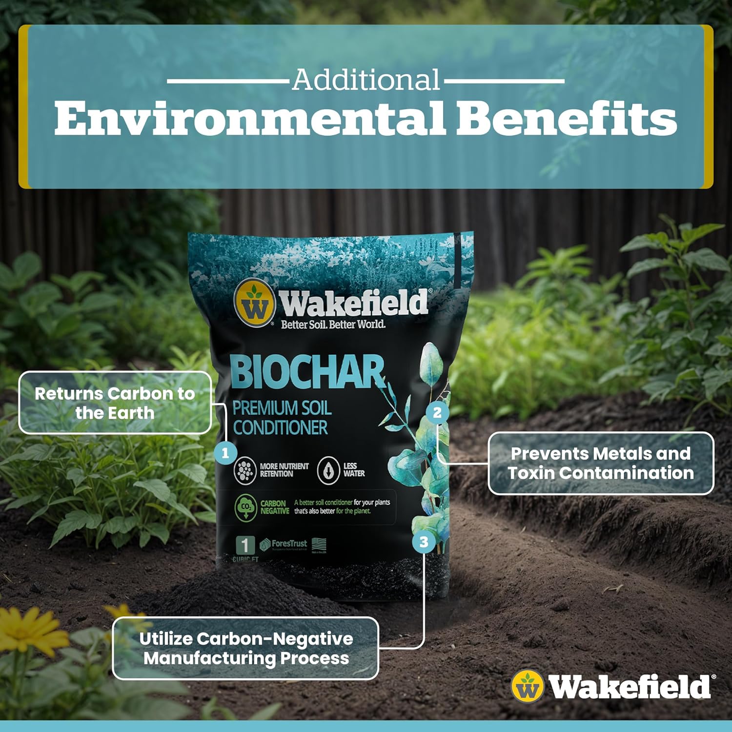 Wakefield Biochar Soil Conditioner, 1 cuft