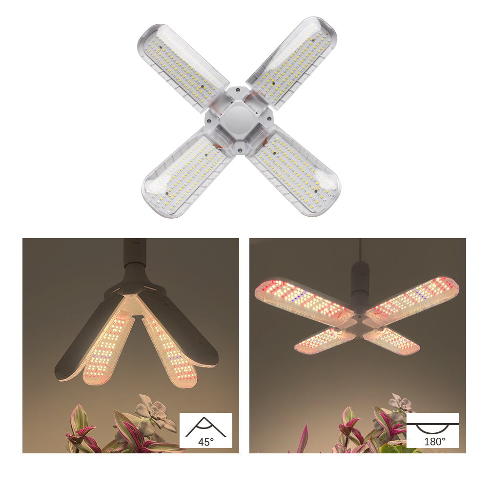 40W Full Spectrum LED Grow Light Bulb – 4 Adjustable Panels