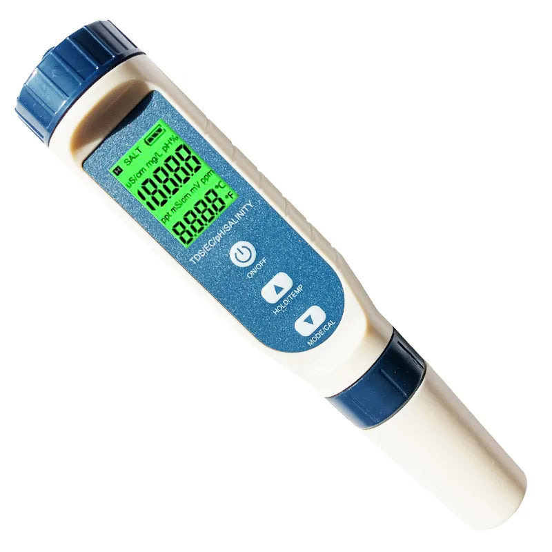 5 in 1 Digital PH, TDS, EC, Salt, Temperature Water Quality Monitor Pen