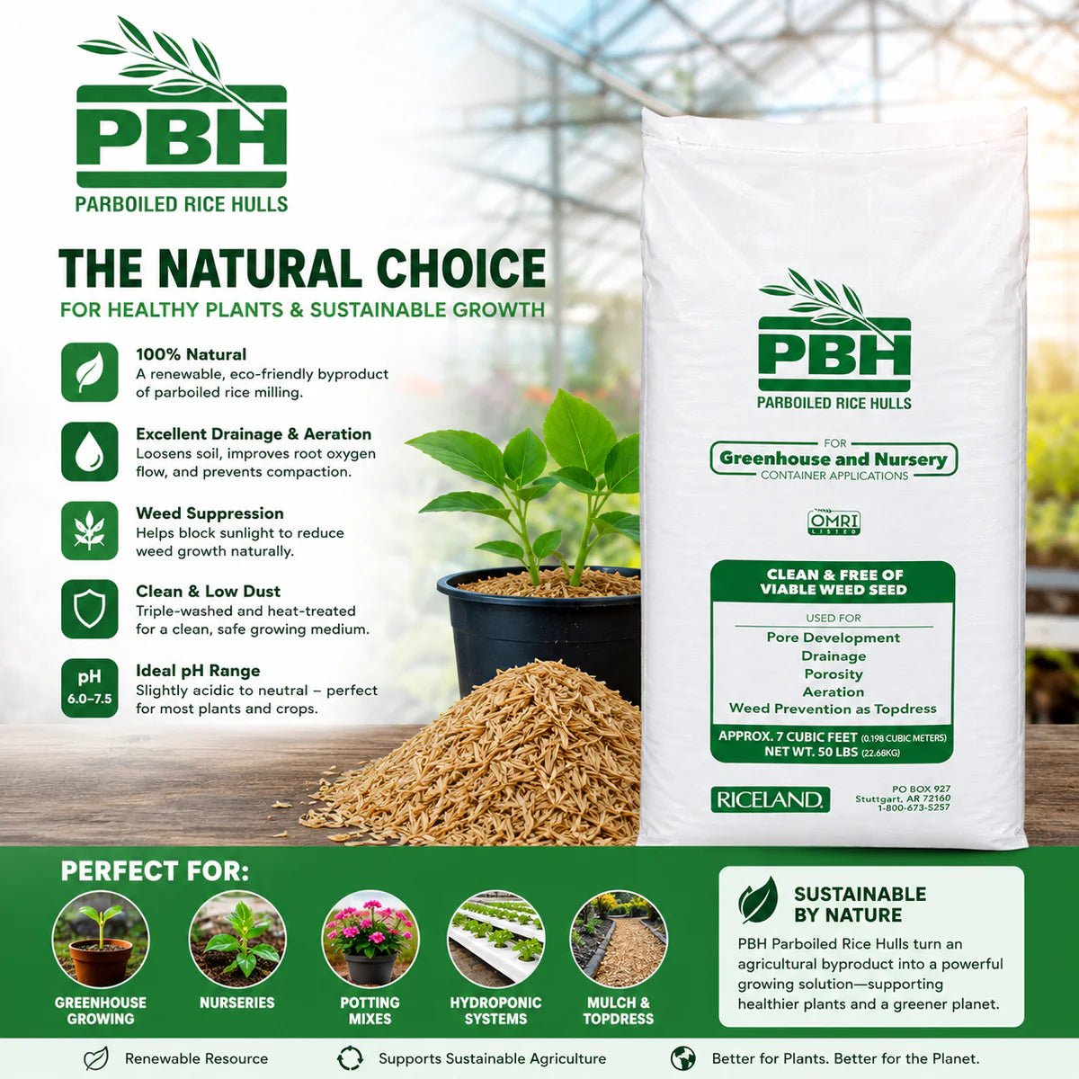 Organic Rice Hulls, 50 lbs, 7 cu ft
