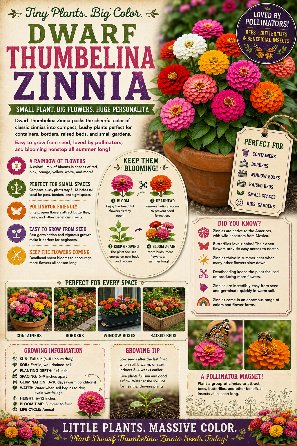 Dwarf Thumbolina Zinnia