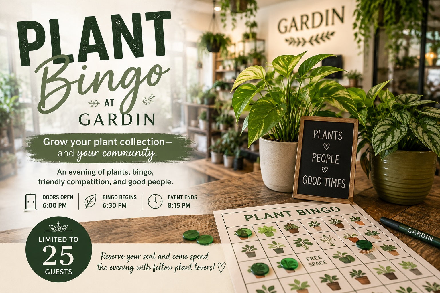 Plant Bingo at Gardin | Thursday, July 30, 2026
