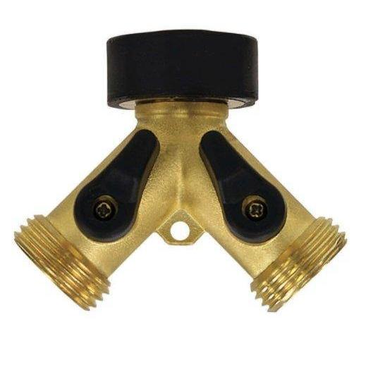 Hydroponics - Brass Dual Y Shut Off Valve - Gilmour - 034411007136- Gardin Warehouse