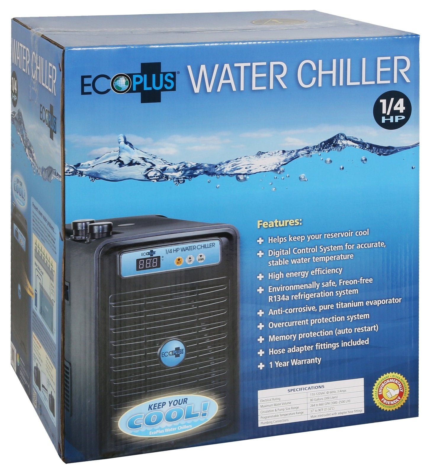 Hydroponics - Ecoplus Water Chiller 1/4 HP - 870883008369- Gardin Warehouse