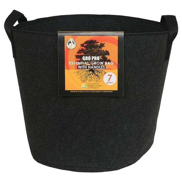 Containers - Gro Pro Essential Round Fabric Pot, Black - 849969022407- Gardin Warehouse