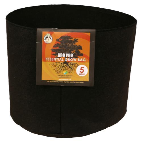 Containers - Gro Pro Essential Round Fabric Pot, Black - 849969022391- Gardin Warehouse