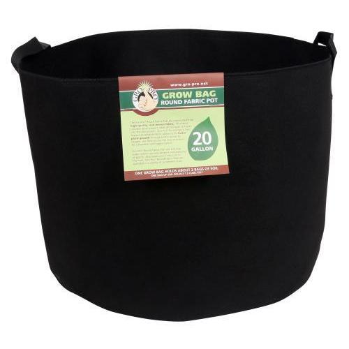 Containers - Gro Pro Premium Round Fabric Pot w/ Handles | Black - Gardin Warehouse