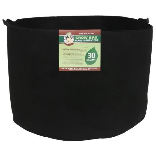 Containers - Gro Pro Premium Round Fabric Pot w/ Handles | Black - Gardin Warehouse