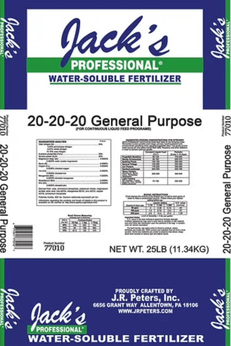 jacks plant fertilizer Jack's Professional 20-20-20 General-Purpose Fertilizer, 25 lb